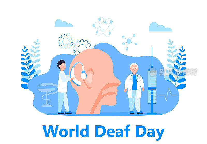 World Deaf Day in last Sunday of September illustration. Seminar and various deaf awareness campaign design vector for app, landing page, website.